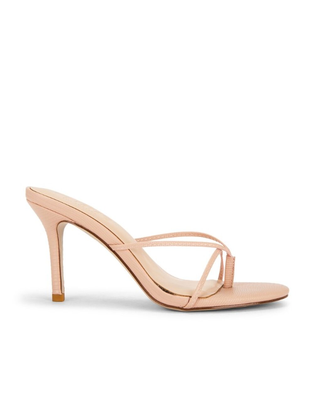 FEMME LA Sicilian Slipper in Nude pink leather open toe mid high heel